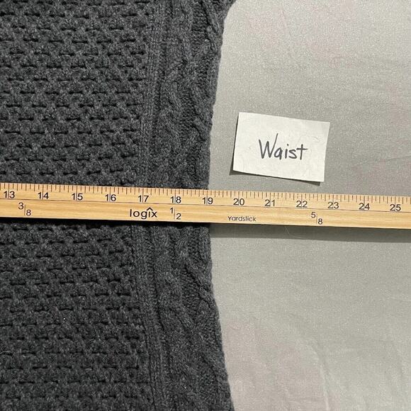 Toad & Co Size Large Charcoal Chunky Cable Knit Kintail Lambswool Sweater Tunic - Picture 10 of 12